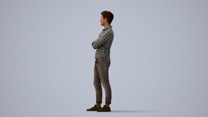 realistic 3D man casual mix, scanned archviz people for Blender and 3ds Max, three-quarter view render