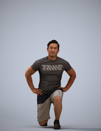 3D human model man sport, photogrammetry scanned person for archviz