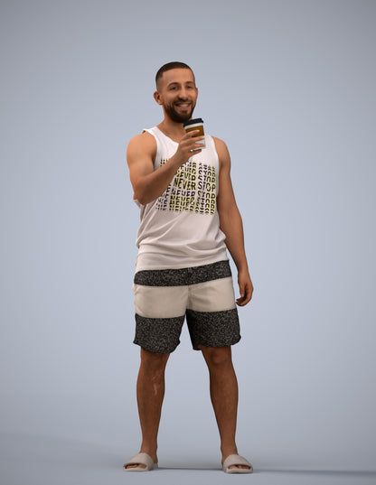 realistic 3D man standing, scanned archviz people for Blender and 3ds Max