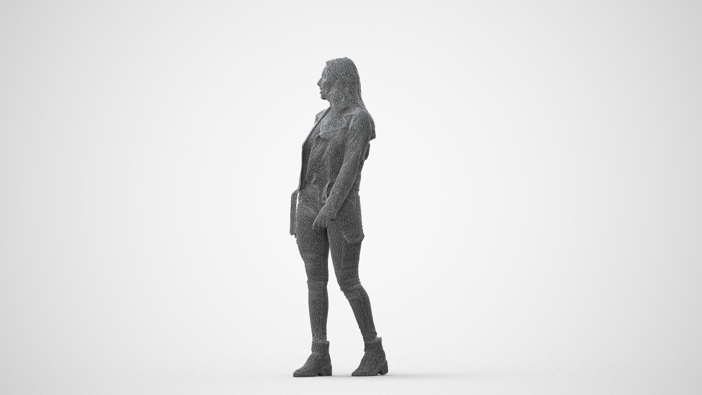 realistic 3D woman casual walking, scanned archviz people for Blender and 3ds Max, square thumbnail