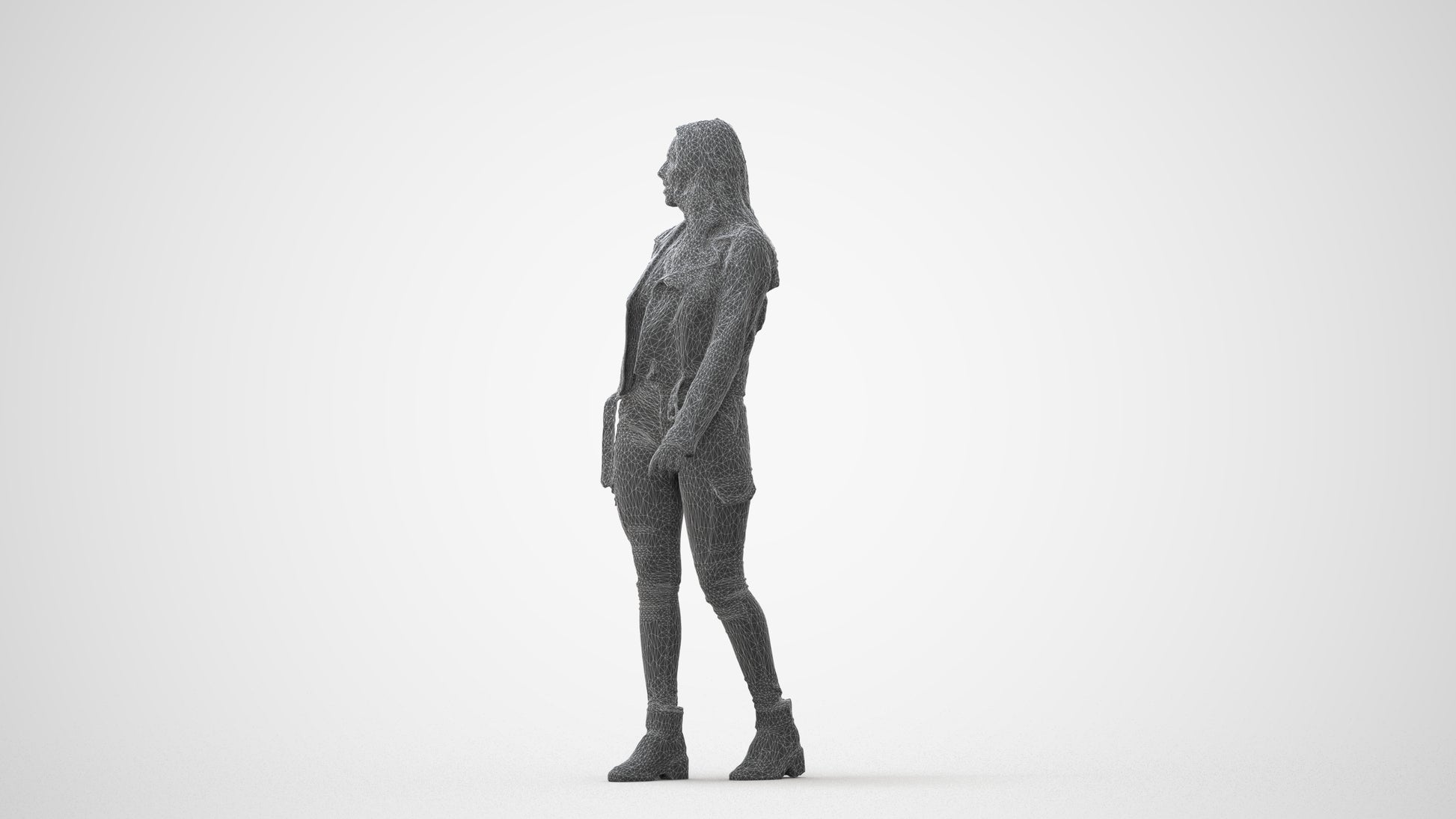 realistic 3D woman casual walking, scanned archviz people for Blender and 3ds Max, square thumbnail