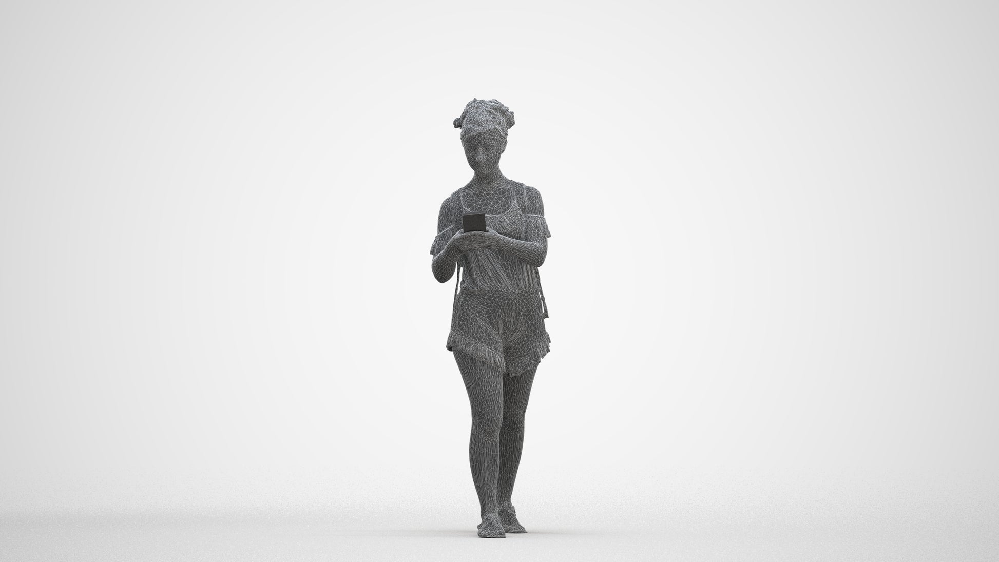 3D people model girl casual kids, scanned human for 3ds Max rendering, three-quarter front view render