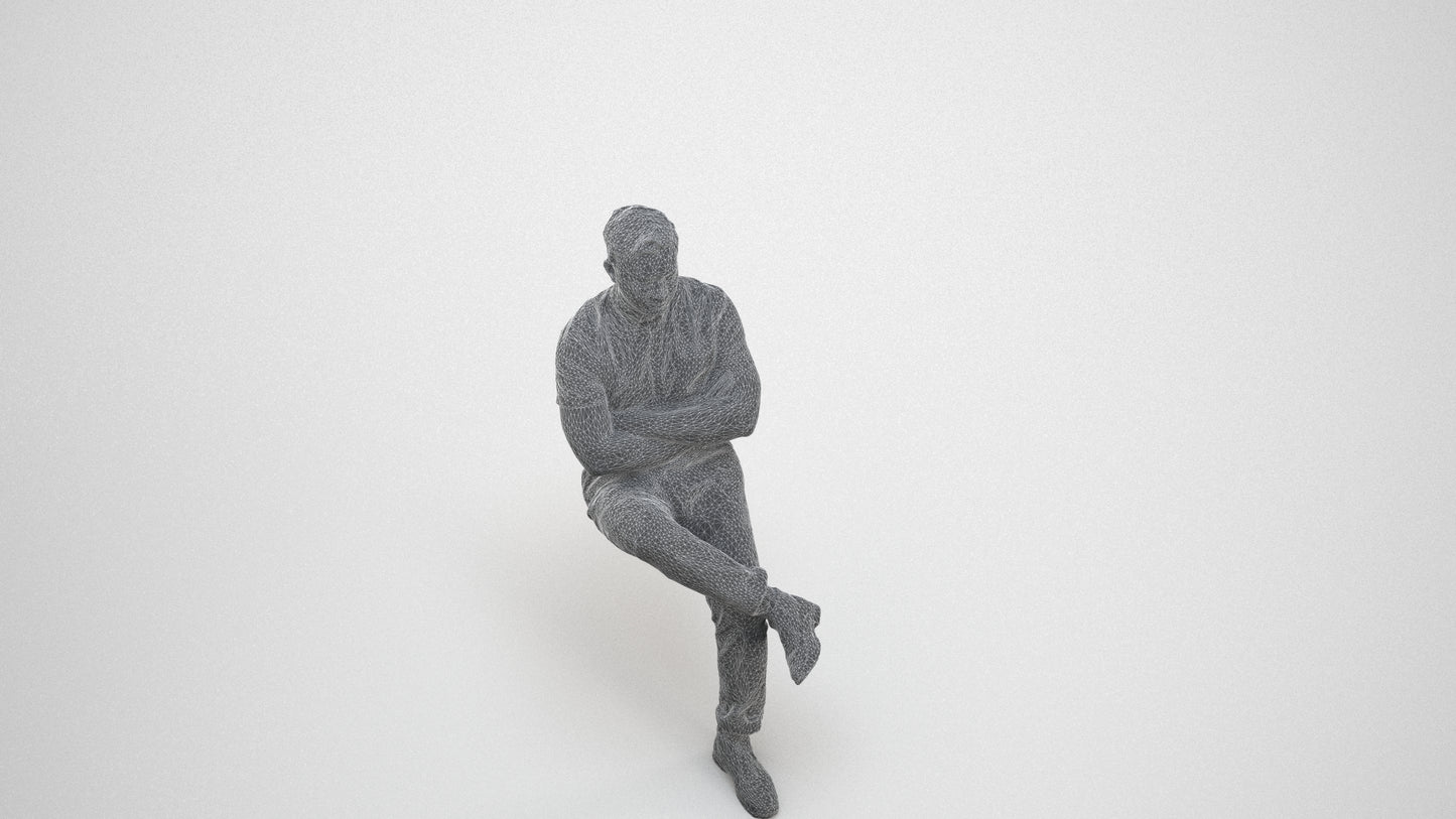 realistic 3D people man casual business, render-ready for V-Ray and Corona, FBX OBJ, wireframe three-quarter view