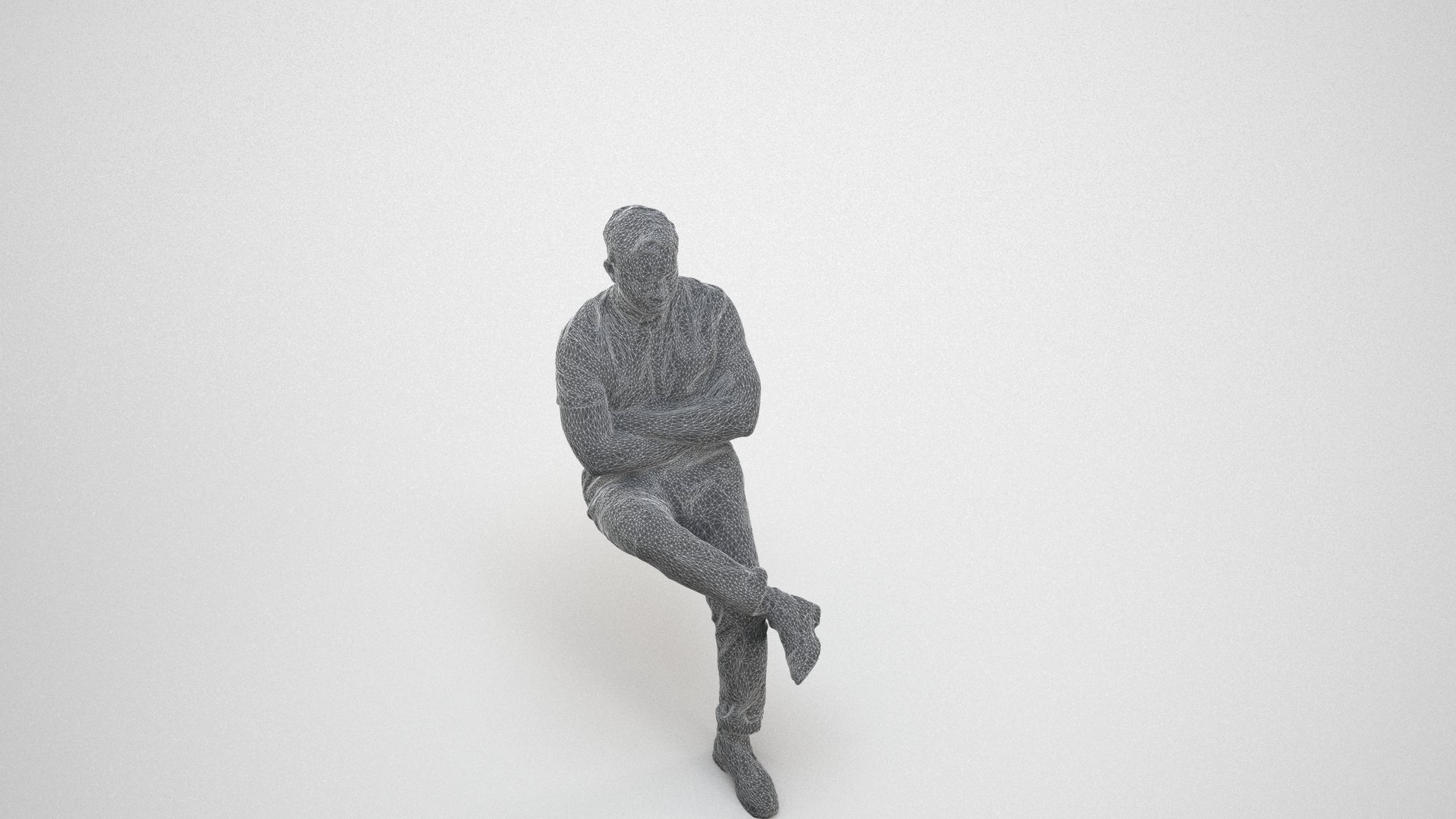 realistic 3D people man casual business, render-ready for V-Ray and Corona, FBX OBJ, wireframe three-quarter view