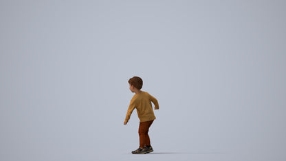 photogrammetry 3D boy casual kids, realistic human model archviz FBX, three-quarter view render