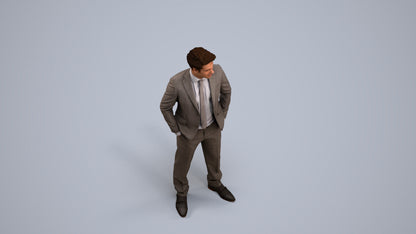 realistic 3D people man business, render-ready for V-Ray and Corona, FBX OBJ, back view render