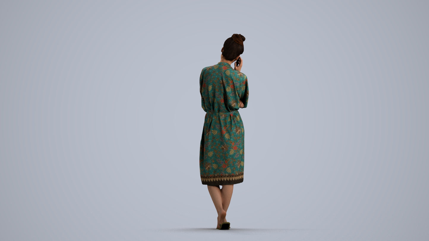 realistic 3D human woman pool, archviz people FBX OBJ for Blender, front view render