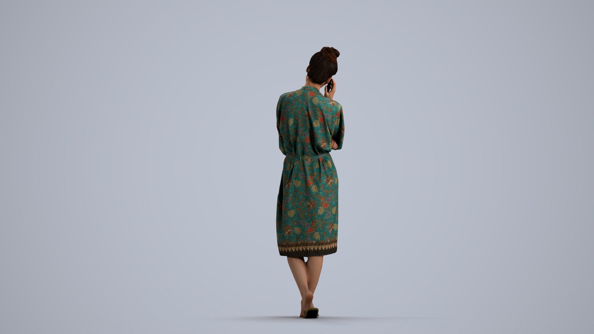 realistic 3D human woman pool, archviz people FBX OBJ for Blender, front view render