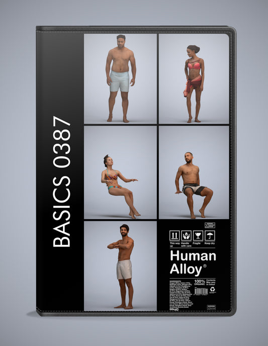 photogrammetry 3D people pool collection, 5 realistic human models archviz FBX