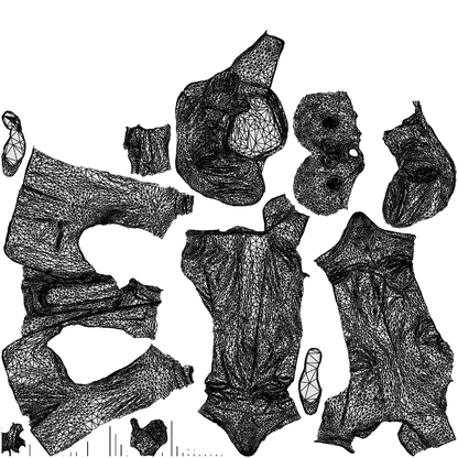 scanned 3D senior man business, photogrammetry people for Enscape and V-Ray, wireframe top-down view