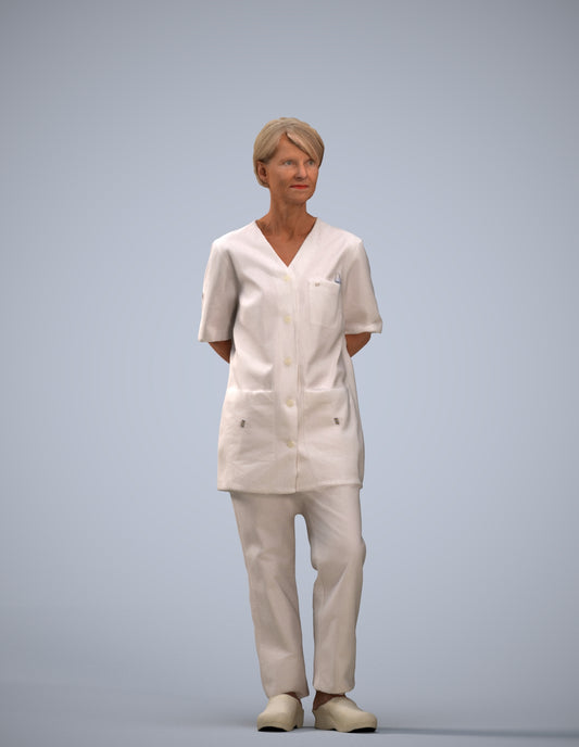 realistic 3D human senior woman medical, archviz people FBX OBJ for Blender