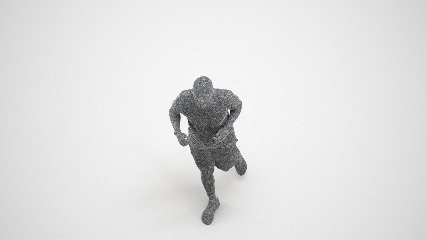 3D scanned man sport, photorealistic archviz people for Enscape and SketchUp, wireframe three-quarter view