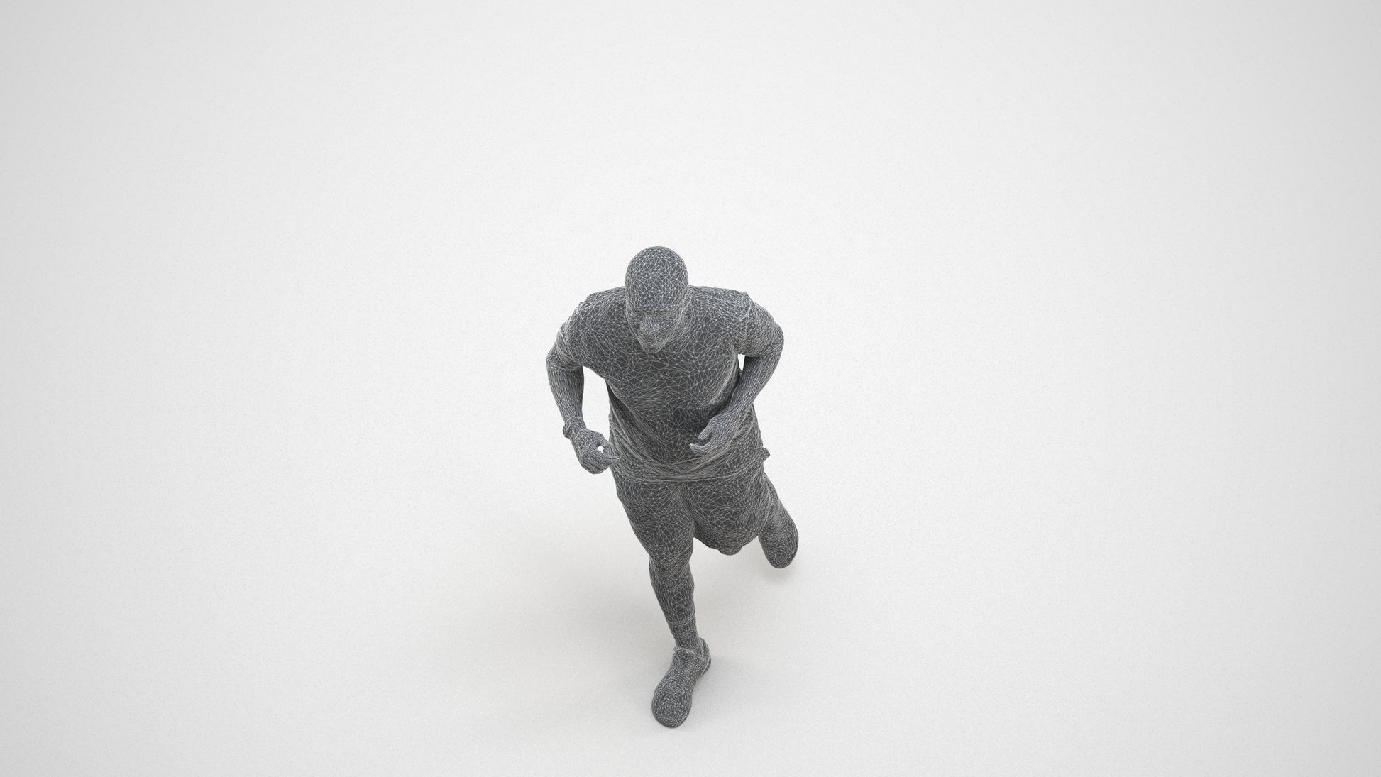3D scanned man sport, photorealistic archviz people for Enscape and SketchUp, wireframe three-quarter view