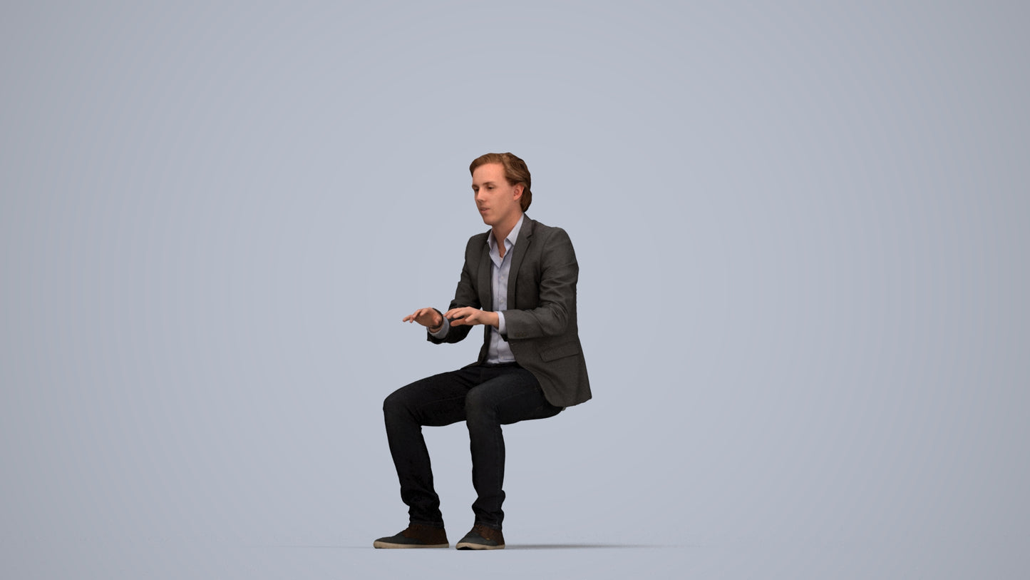 scanned 3D man business, photogrammetry people for Enscape and V-Ray, top-down view render