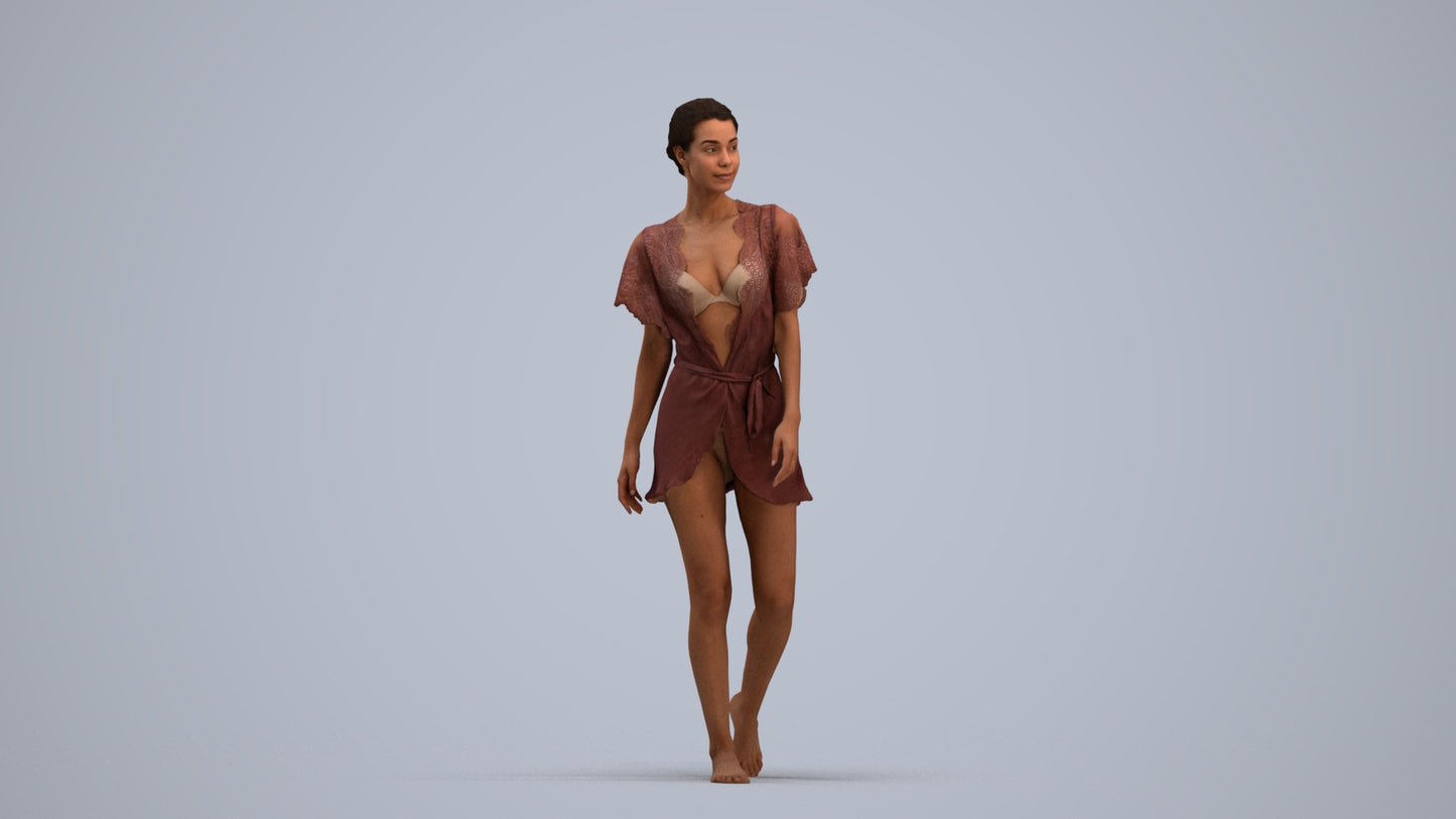 realistic 3D human woman bathroom, archviz people FBX OBJ for Blender, standing pose render