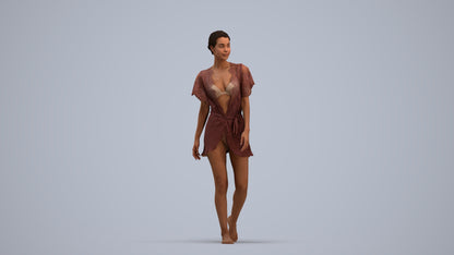 realistic 3D human woman bathroom, archviz people FBX OBJ for Blender, standing pose render