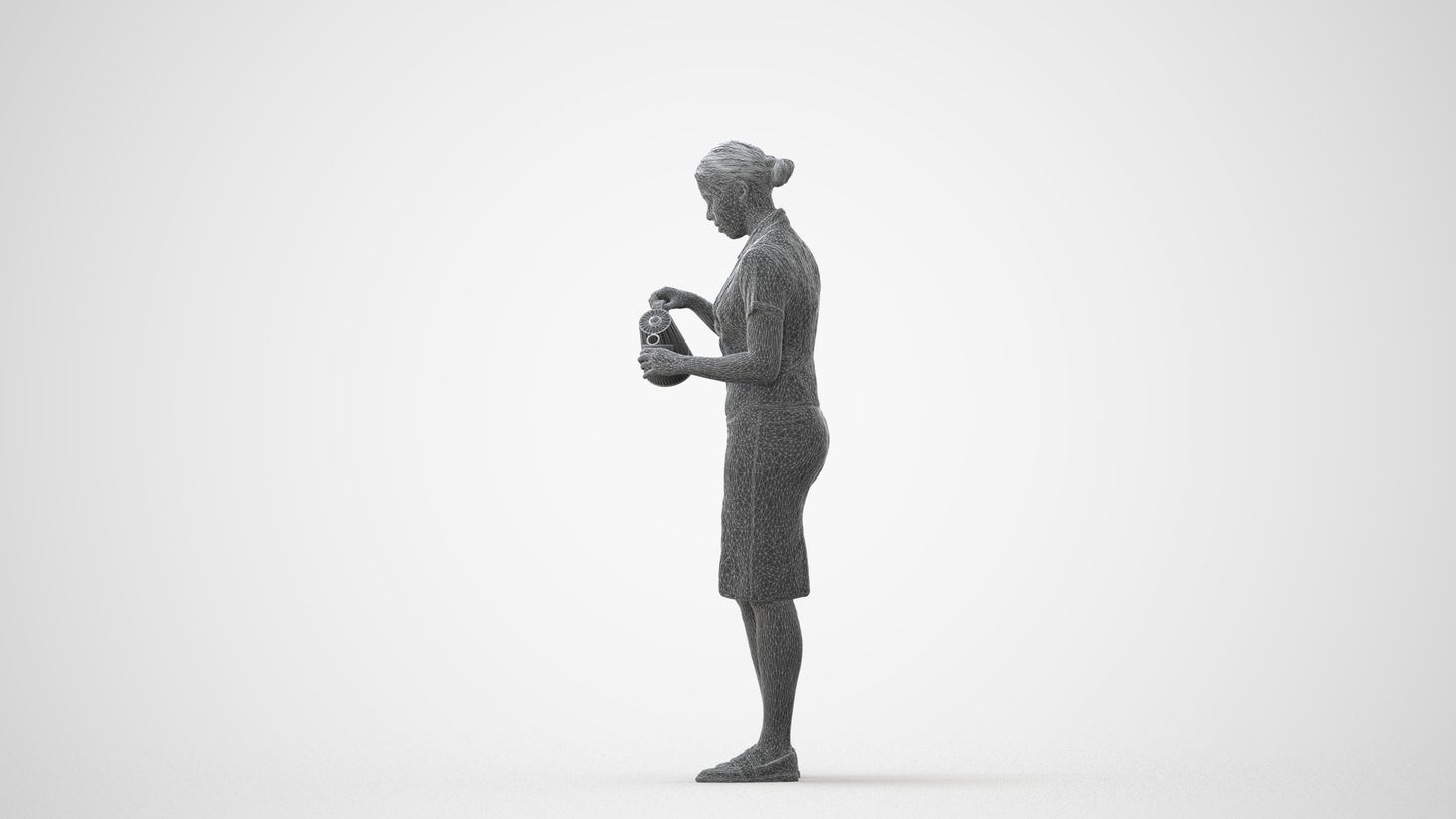 realistic 3D woman hospitality, scanned archviz people for Blender and 3ds Max, square thumbnail