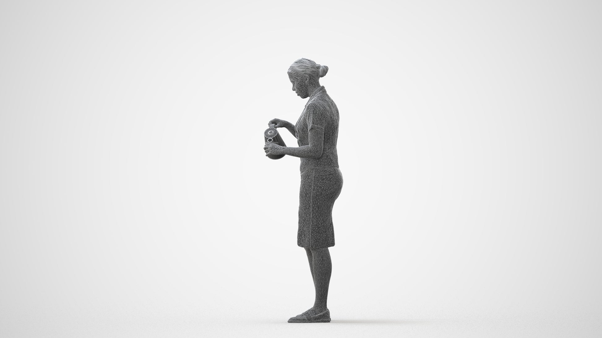 realistic 3D woman hospitality, scanned archviz people for Blender and 3ds Max, square thumbnail