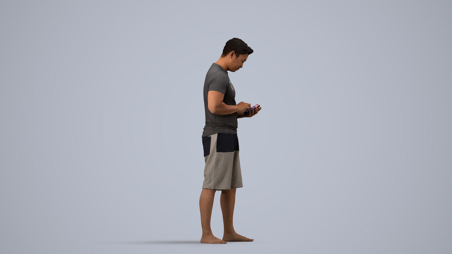 realistic 3D people man standing, render-ready for V-Ray and Corona, FBX OBJ, side view render