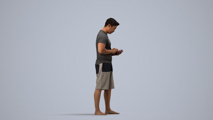 realistic 3D people man standing, render-ready for V-Ray and Corona, FBX OBJ, side view render