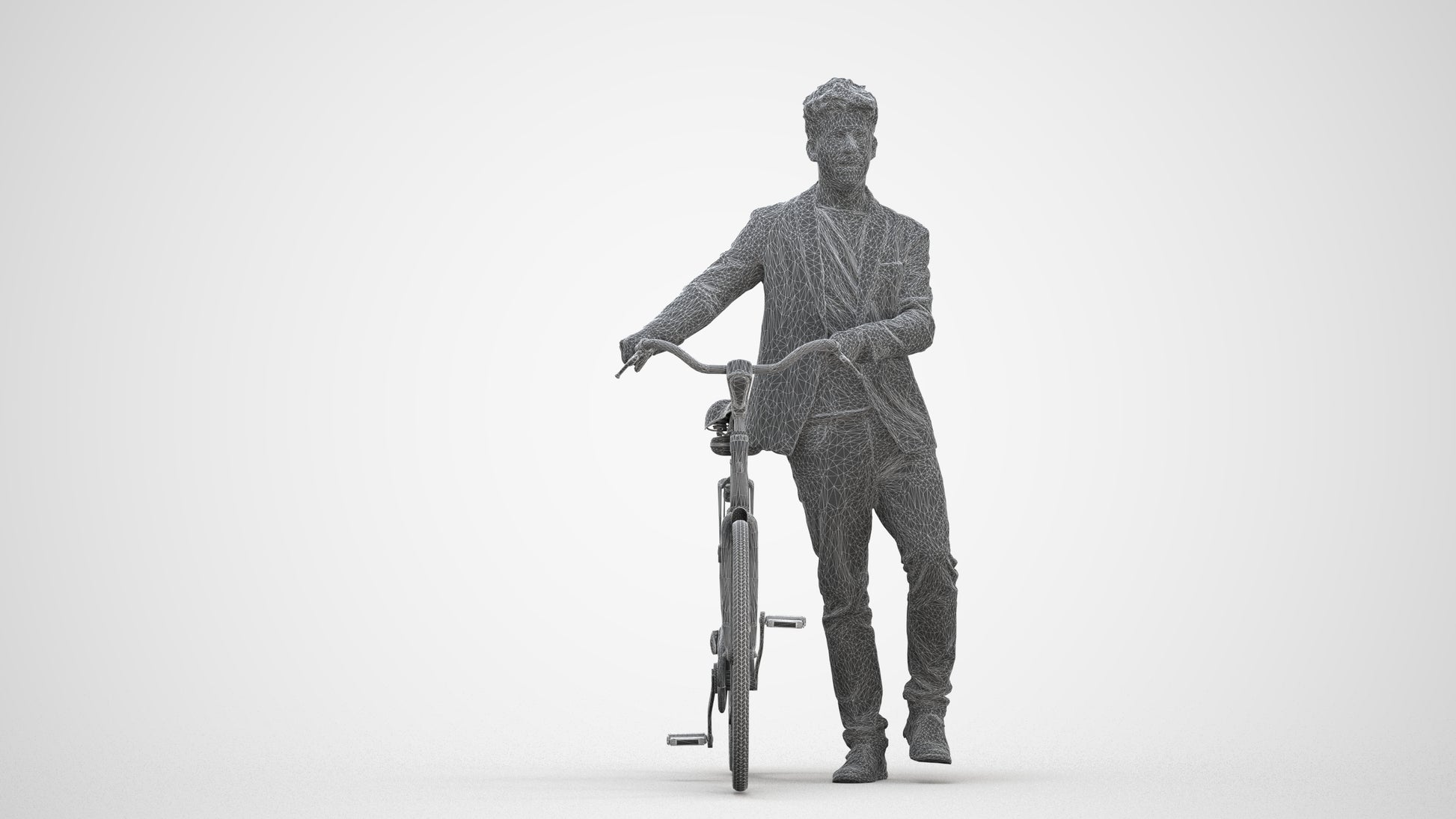 realistic 3D people man casual cycling, render-ready for V-Ray and Corona, FBX OBJ, three-quarter front view render