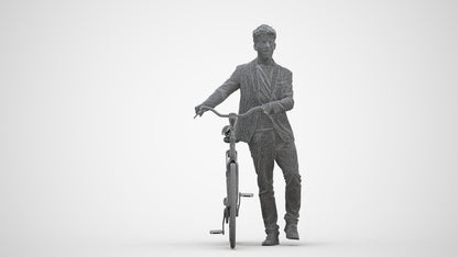 realistic 3D people man casual cycling, render-ready for V-Ray and Corona, FBX OBJ, three-quarter front view render
