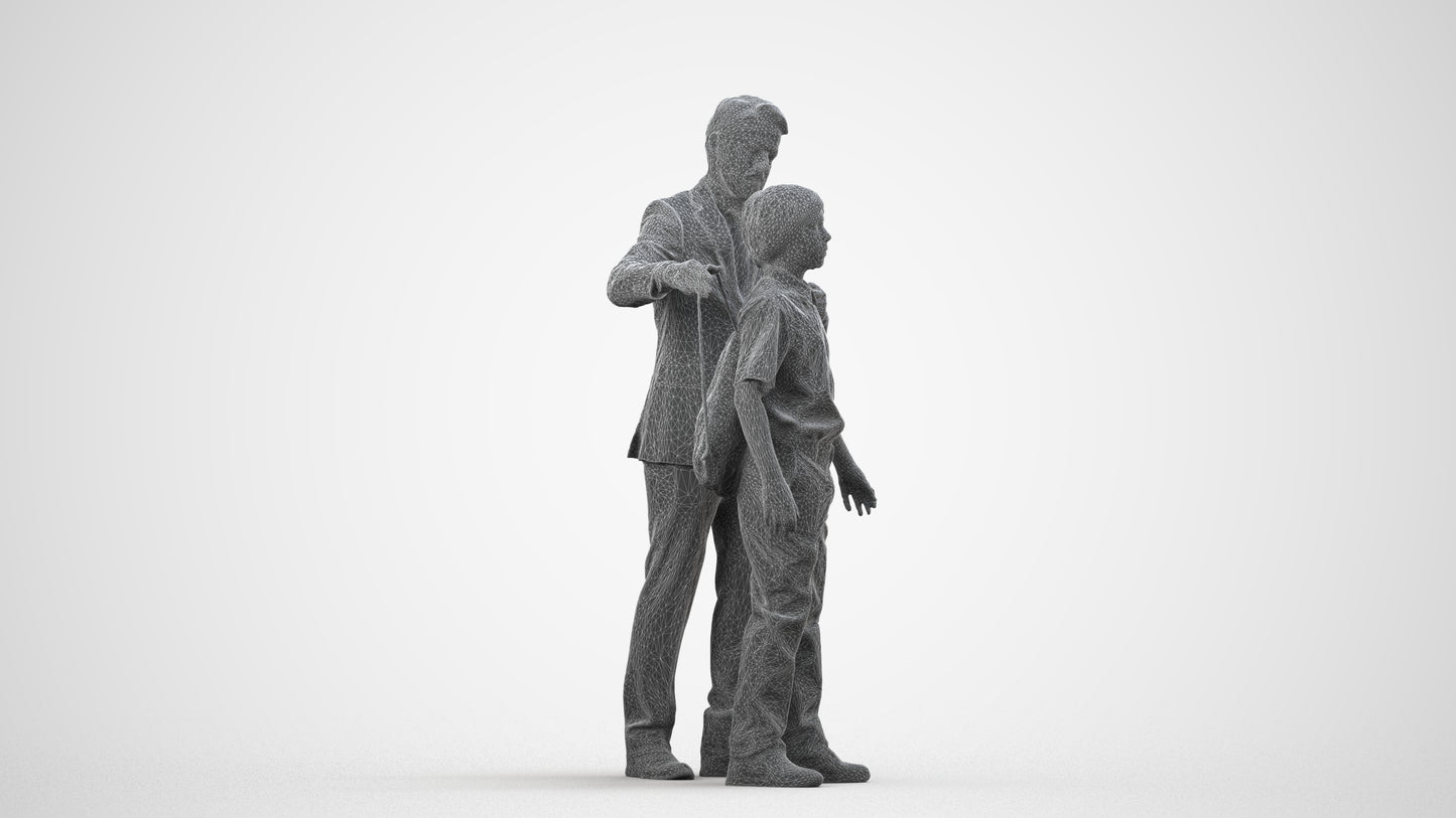 3D people model girl kids, scanned human for 3ds Max rendering, wireframe side view
