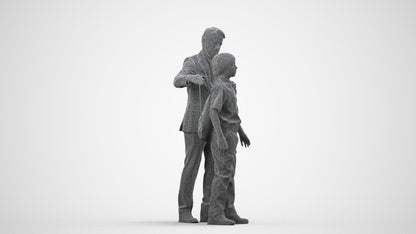 3D people model girl kids, scanned human for 3ds Max rendering, wireframe side view