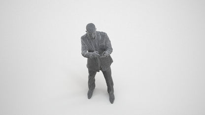 photogrammetry 3D man business, realistic human model archviz FBX, wireframe three-quarter view