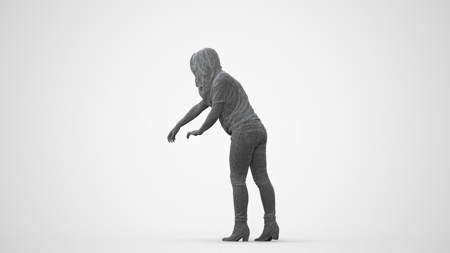 scanned 3D woman casual standing, photogrammetry people for Enscape and V-Ray, square thumbnail