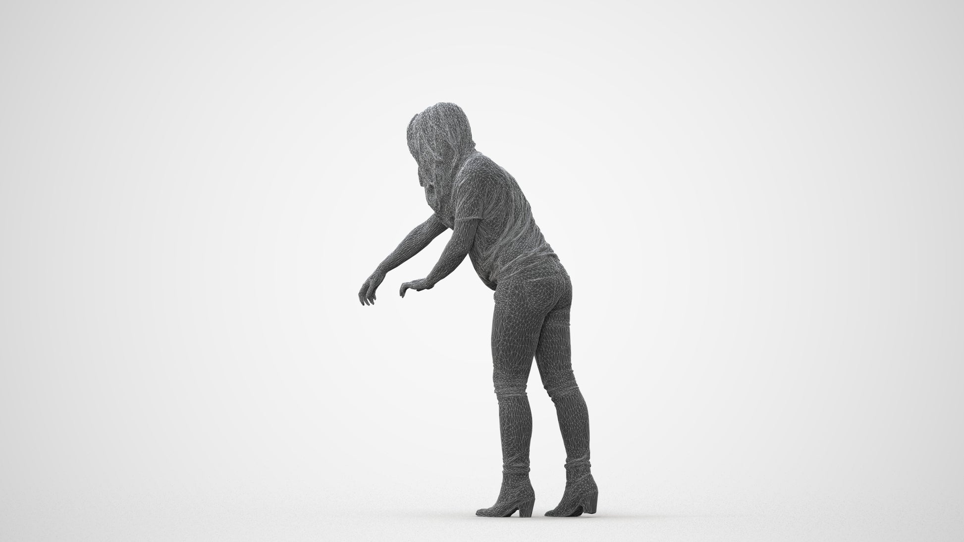 scanned 3D woman casual standing, photogrammetry people for Enscape and V-Ray, square thumbnail