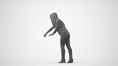 scanned 3D woman casual standing, photogrammetry people for Enscape and V-Ray, square thumbnail