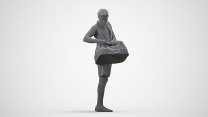 3D scanned man sport, photorealistic archviz people for Enscape and SketchUp, wireframe side view