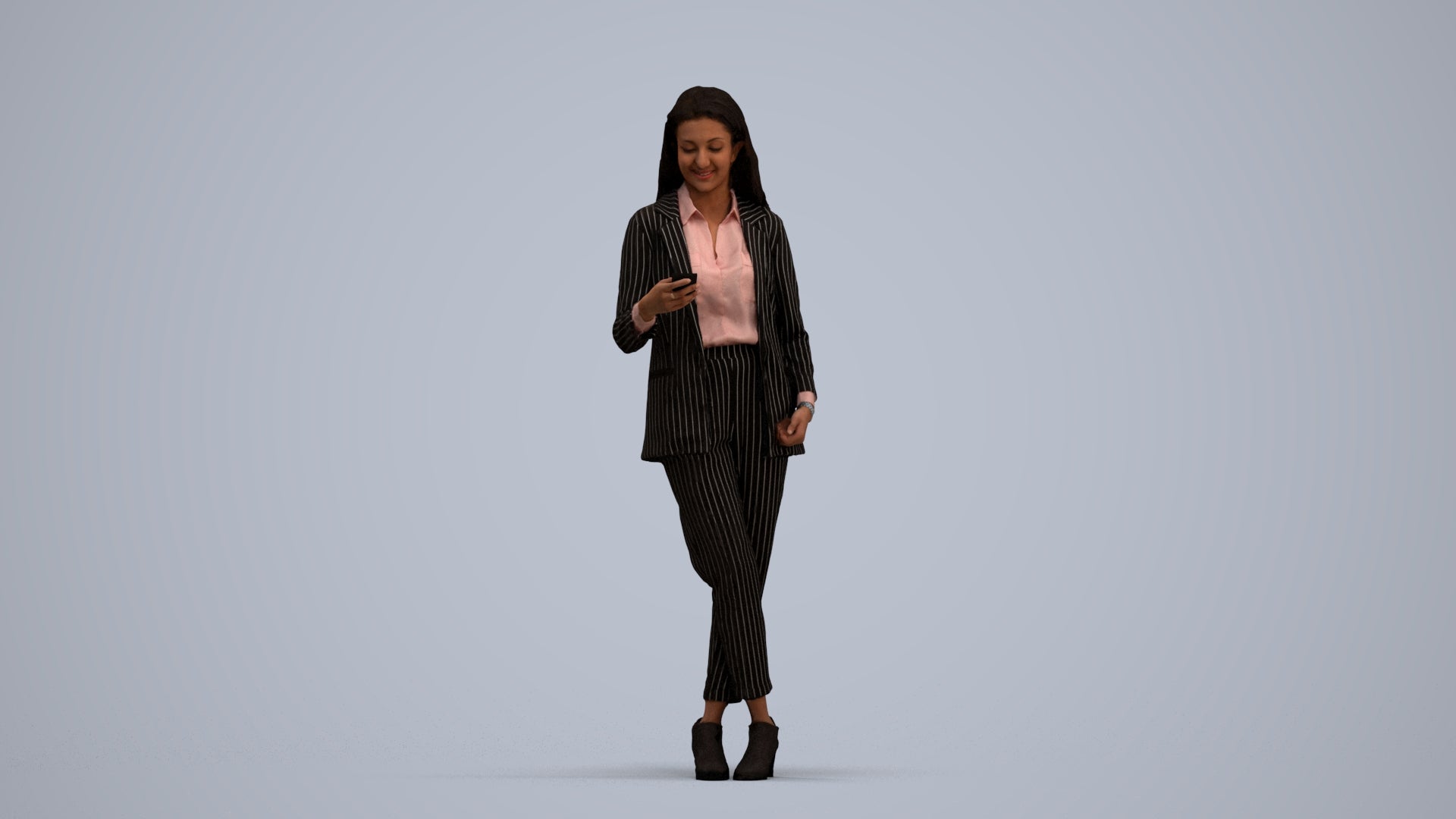 3D scanned woman business, photorealistic archviz people for Enscape and SketchUp, standing pose render