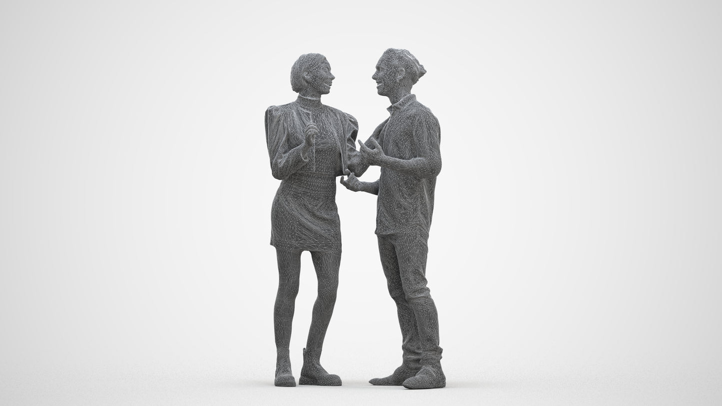 scanned 3D woman casual couple, photogrammetry people for Enscape and V-Ray, three-quarter front view render