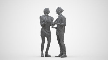 scanned 3D woman casual couple, photogrammetry people for Enscape and V-Ray, three-quarter front view render