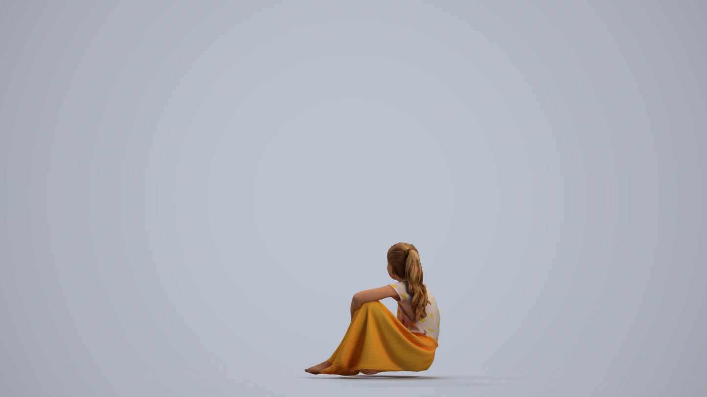 3D people model girl casual kids, scanned human for 3ds Max rendering, front view render
