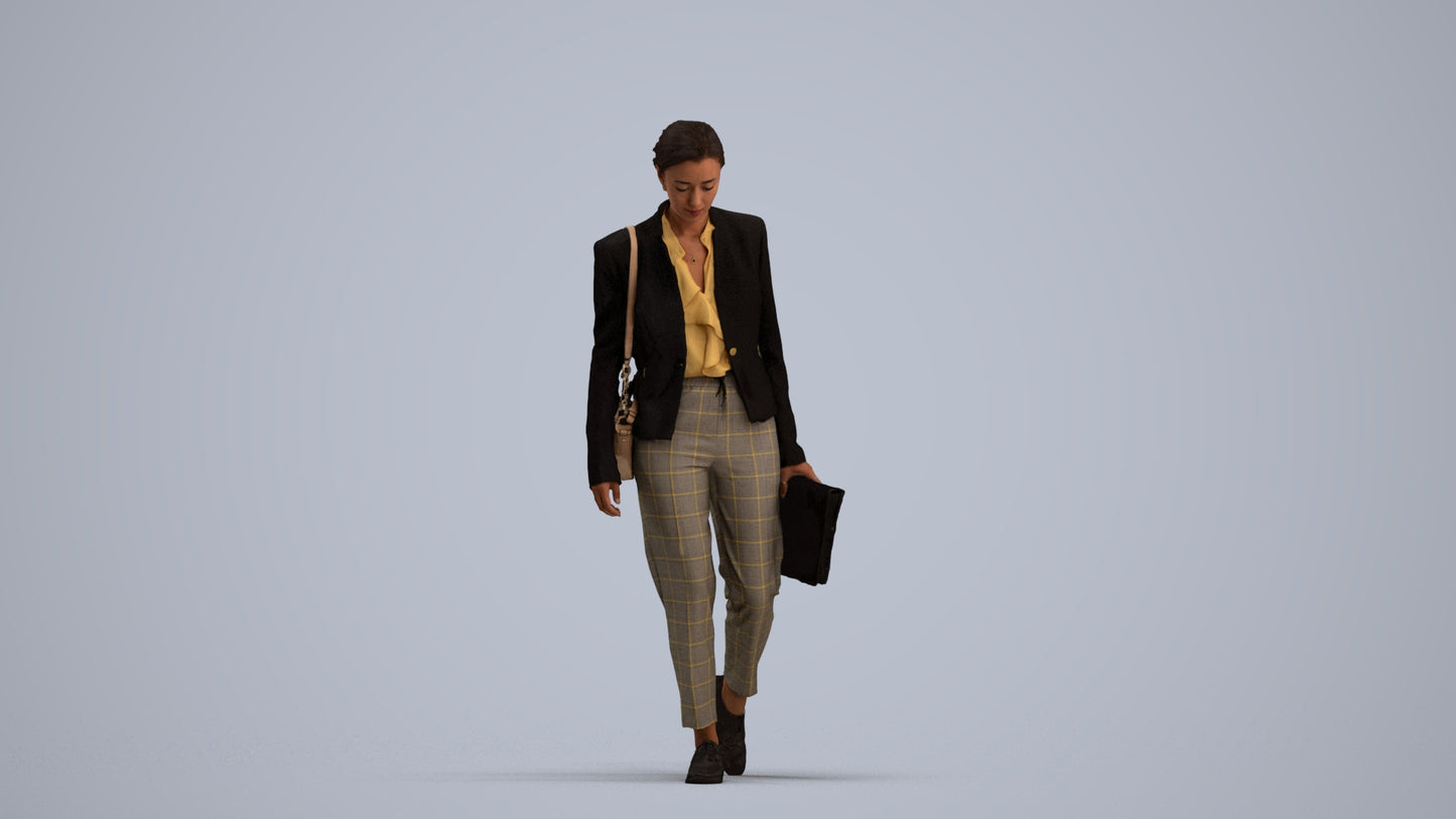 scanned 3D woman business walking, photogrammetry people for Enscape and V-Ray, standing pose render
