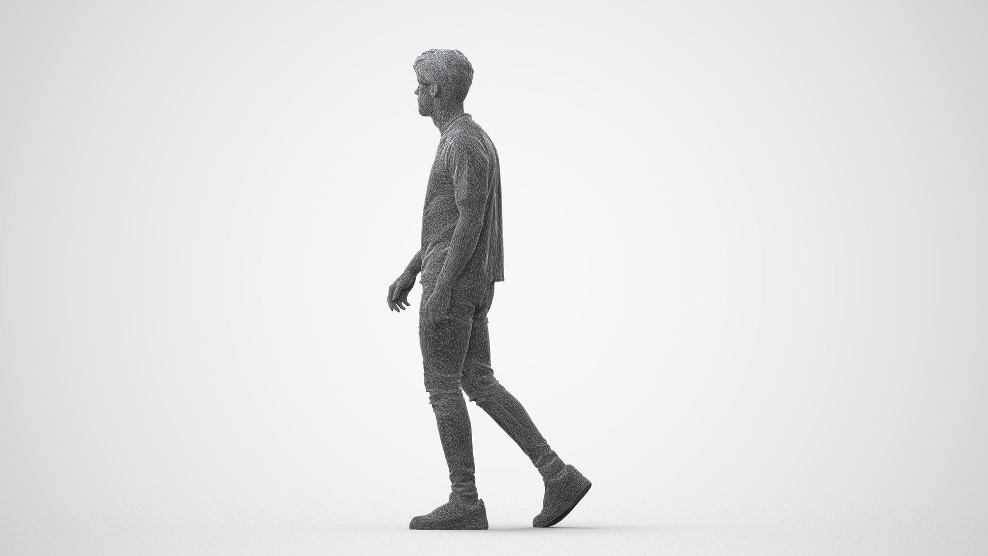 photogrammetry 3D man casual walking, realistic human model archviz FBX, square thumbnail