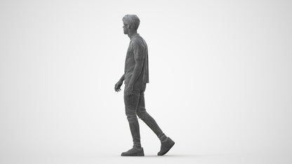 photogrammetry 3D man casual walking, realistic human model archviz FBX, square thumbnail