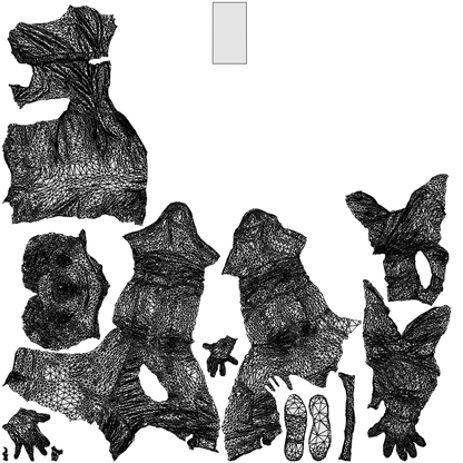 3D people model man casual sitting, scanned human for 3ds Max rendering, wireframe top-down view