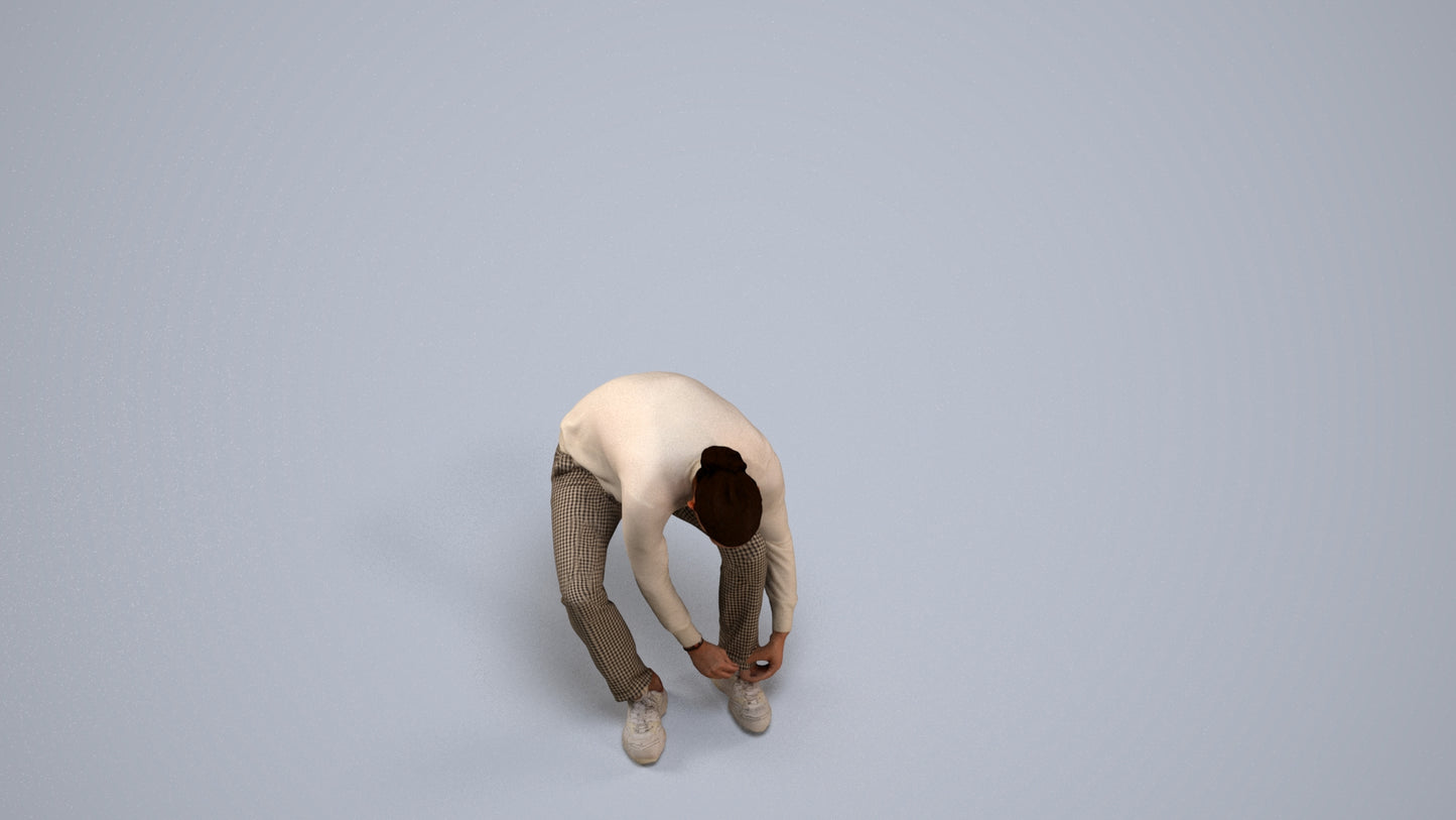 3D scanned man sitting casual, photorealistic archviz people for Enscape and SketchUp, back view render