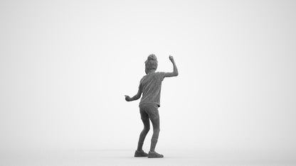 realistic 3D girl casual kids, scanned archviz people for Blender and 3ds Max, wireframe front view