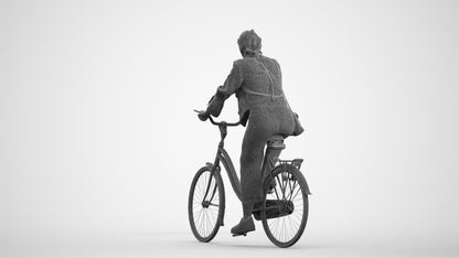 3D people model woman casual cycling, scanned human for 3ds Max rendering, wireframe front view