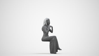 scanned 3D woman business formal, photogrammetry people for Enscape and V-Ray, wireframe side view