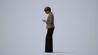 realistic 3D woman business, scanned archviz people for Blender and 3ds Max, three-quarter view render