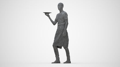 realistic 3D human man hospitality, archviz people FBX OBJ for Blender, wireframe back view