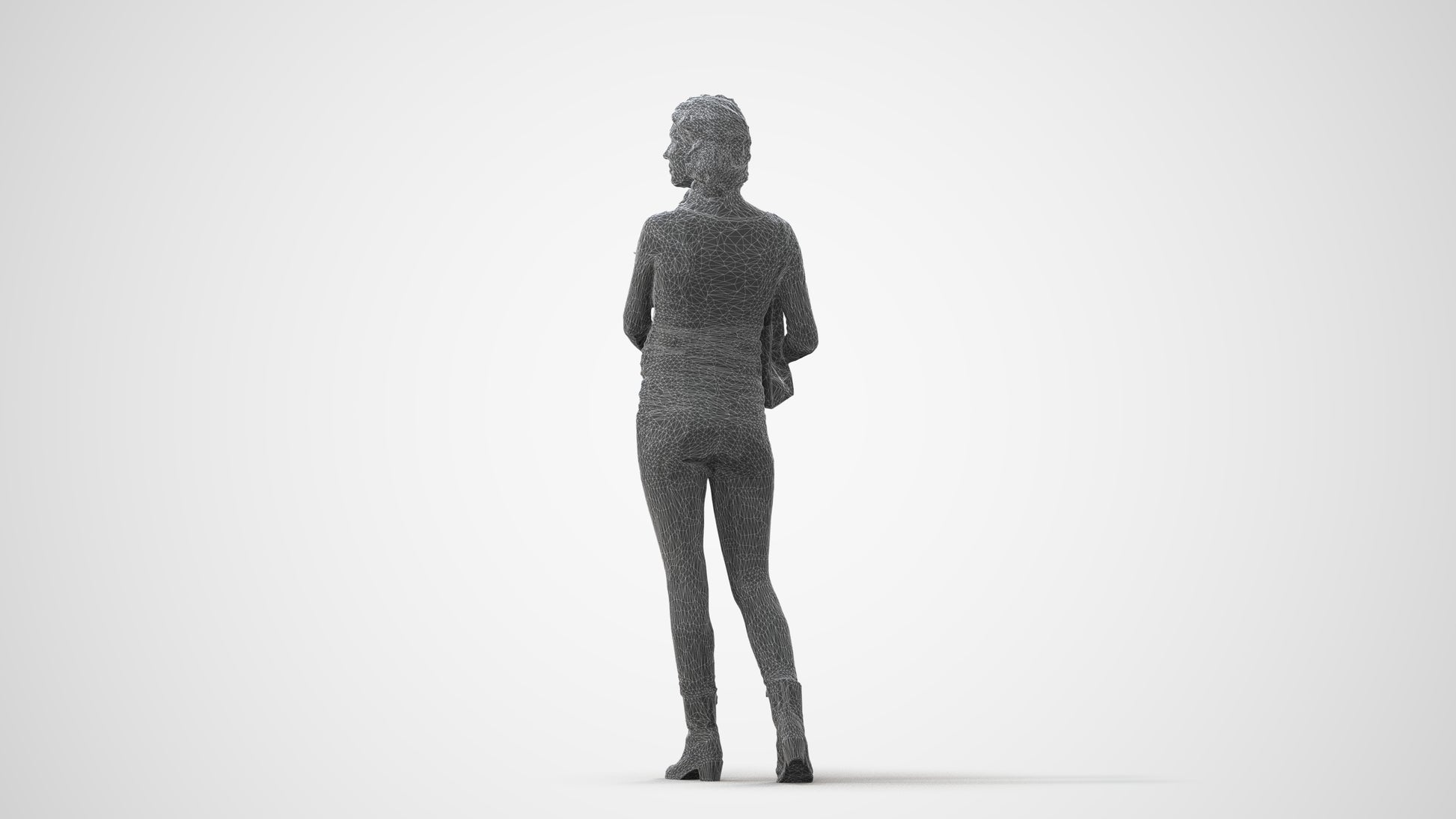 3D people model woman casual walking, scanned human for 3ds Max rendering, square thumbnail