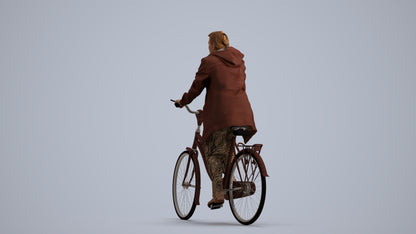 3D people model woman casual cycling, scanned human for 3ds Max rendering, front view render