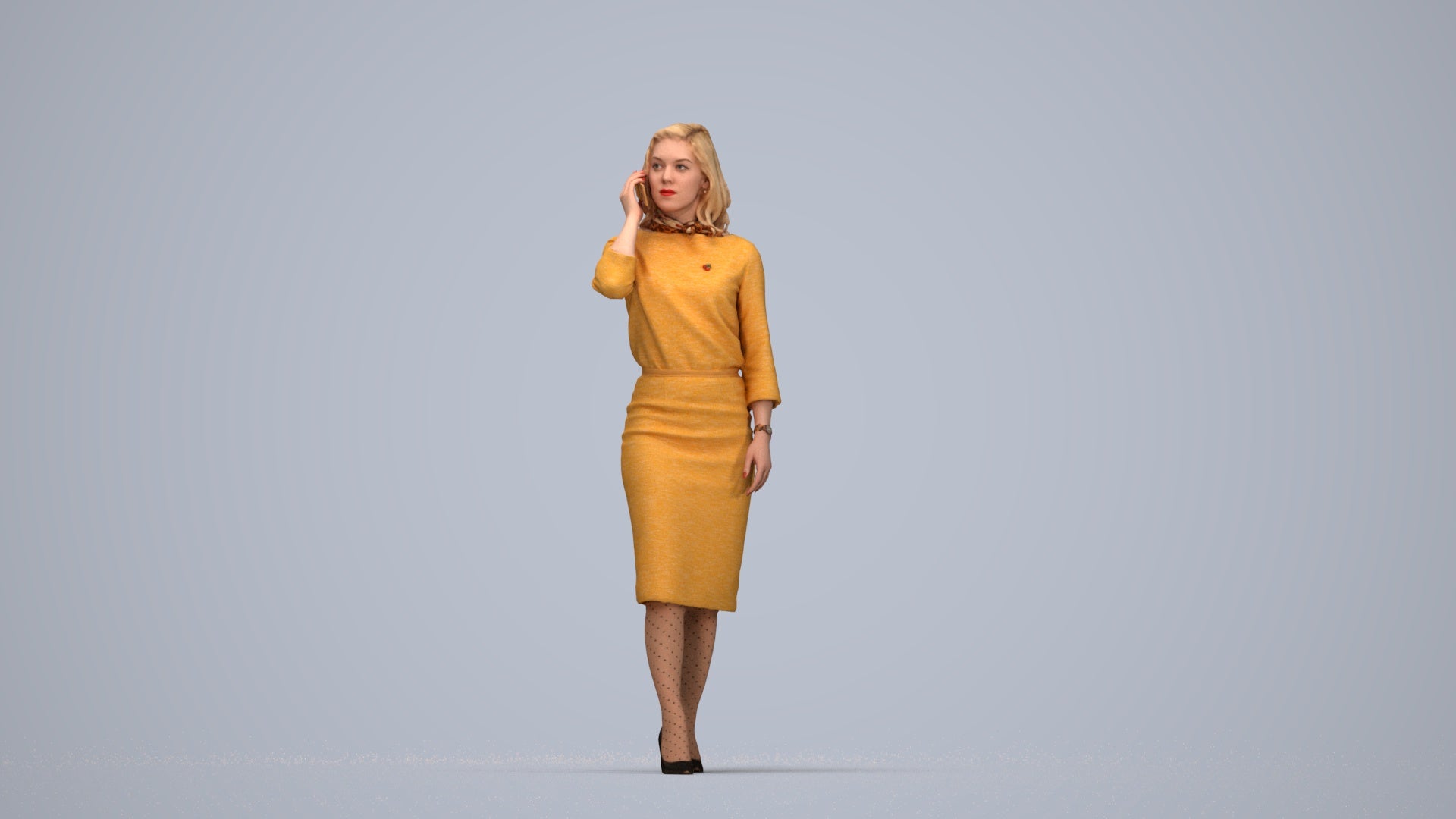 realistic 3D people woman business walking, render-ready for V-Ray and Corona, FBX OBJ, top-down view render
